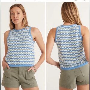 Marine Layer Blue & White Wavy Knit Tank Top